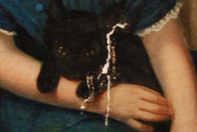 painting of cat filled after tear repair.