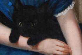 painting of cat completely restored after treatment
